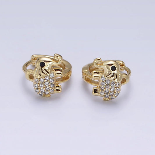 14K Gold Filled Elephant Micro Pave CZ Cartilage Huggie Earrings