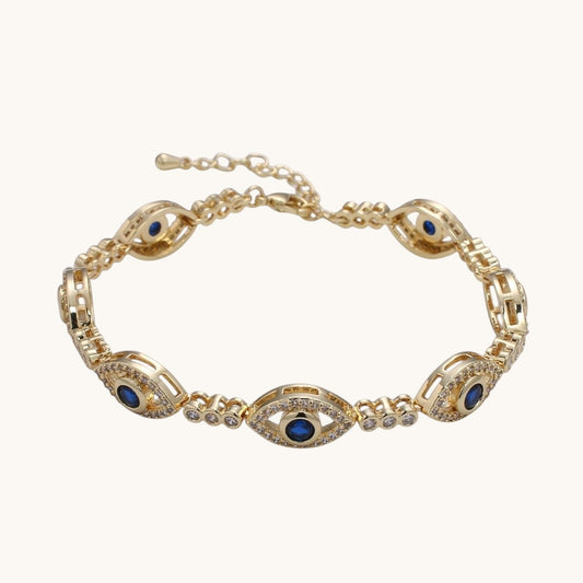 14k Gold Filled Green Evil Eye Bracelet, Blue Pink Eye Protection Bracelet CZ Stacking Bracelet, Amulet Jewelry Gift