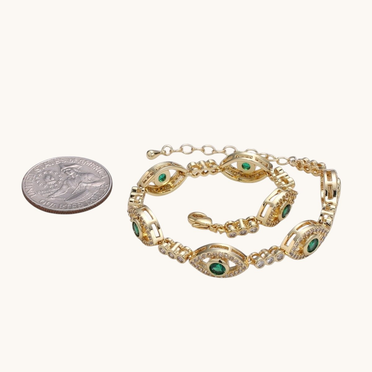 14k Gold Filled Green Evil Eye Bracelet, Blue Pink Eye Protection Bracelet CZ Stacking Bracelet, Amulet Jewelry Gift