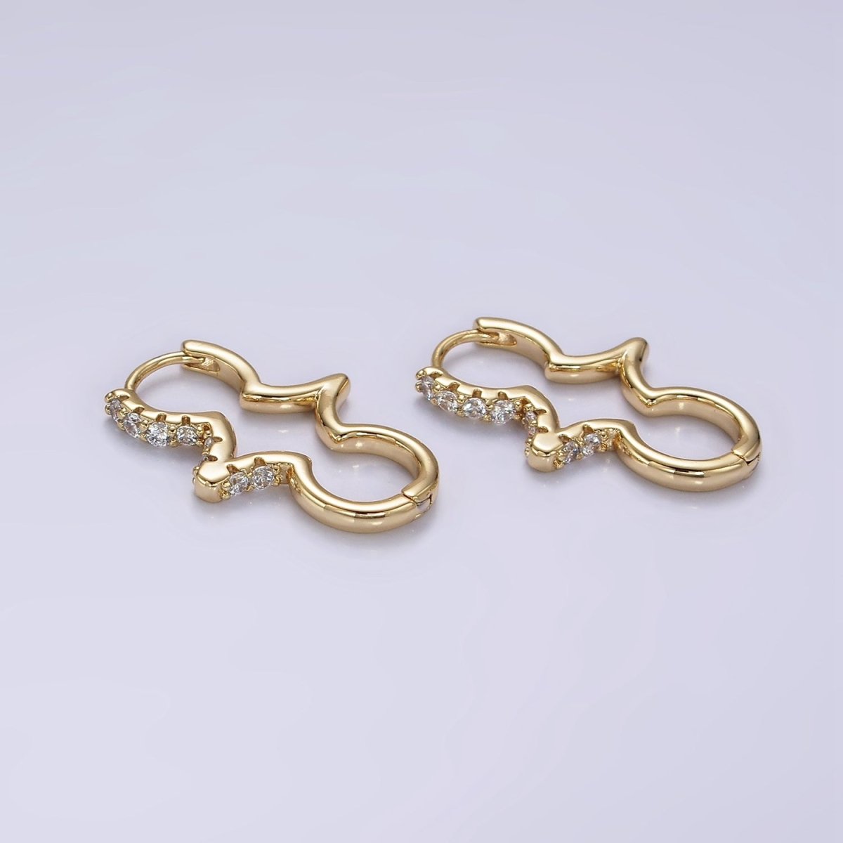 Unique 14K Gold Filled Micro Paved CZ Geometric Edged Drop Earrings