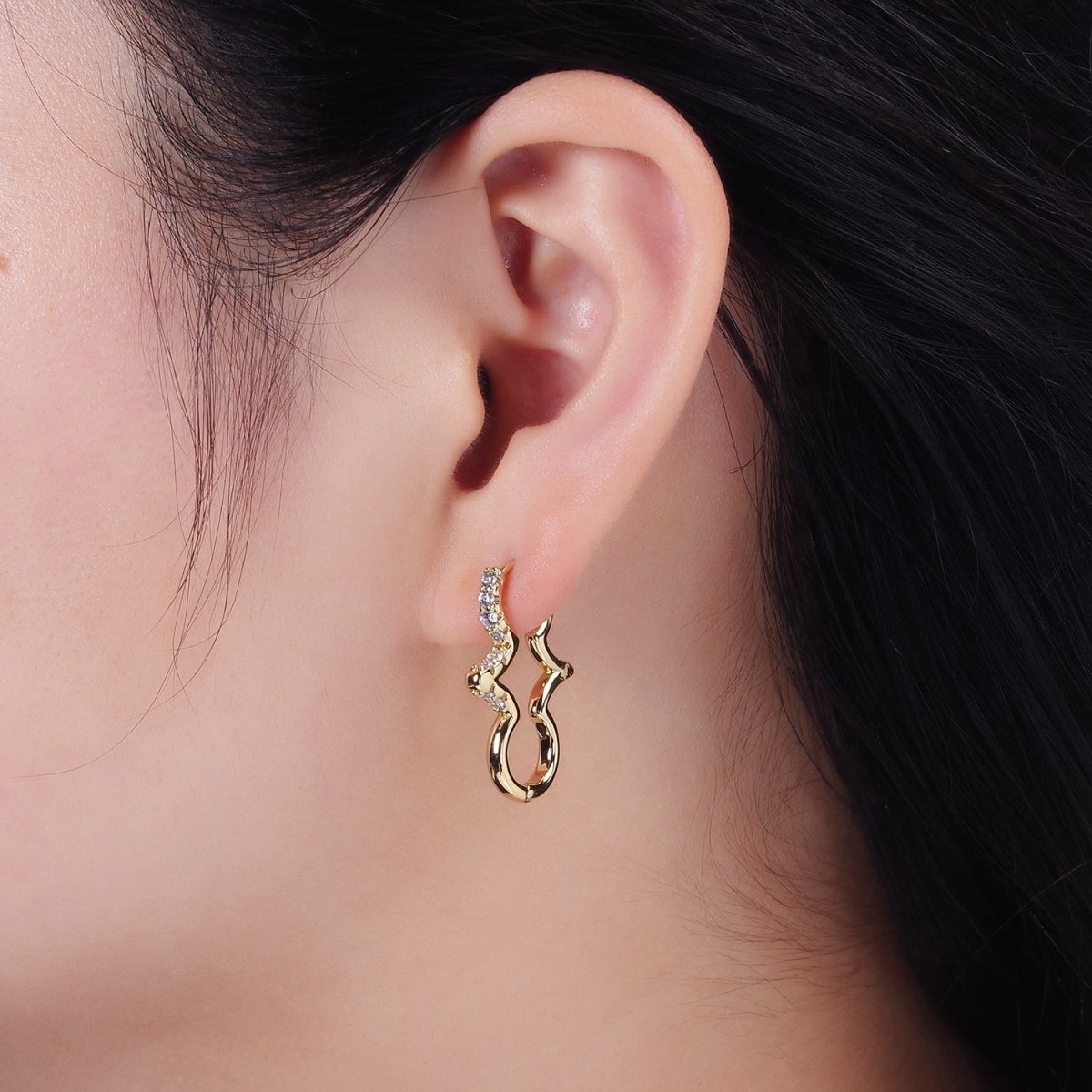 Unique 14K Gold Filled Micro Paved CZ Geometric Edged Drop Earrings