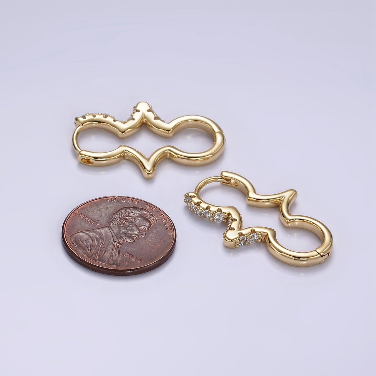 Unique 14K Gold Filled Micro Paved CZ Geometric Edged Drop Earrings