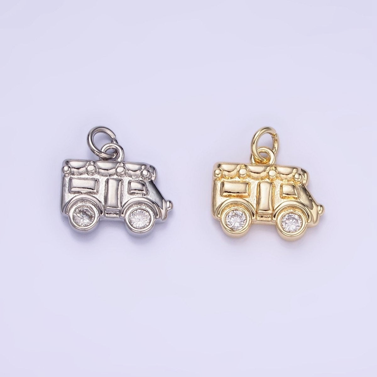 14K Gold Filled 22mm x 12mm Mini Vehicle Caravan Camper Van Charm in Gold or Silver