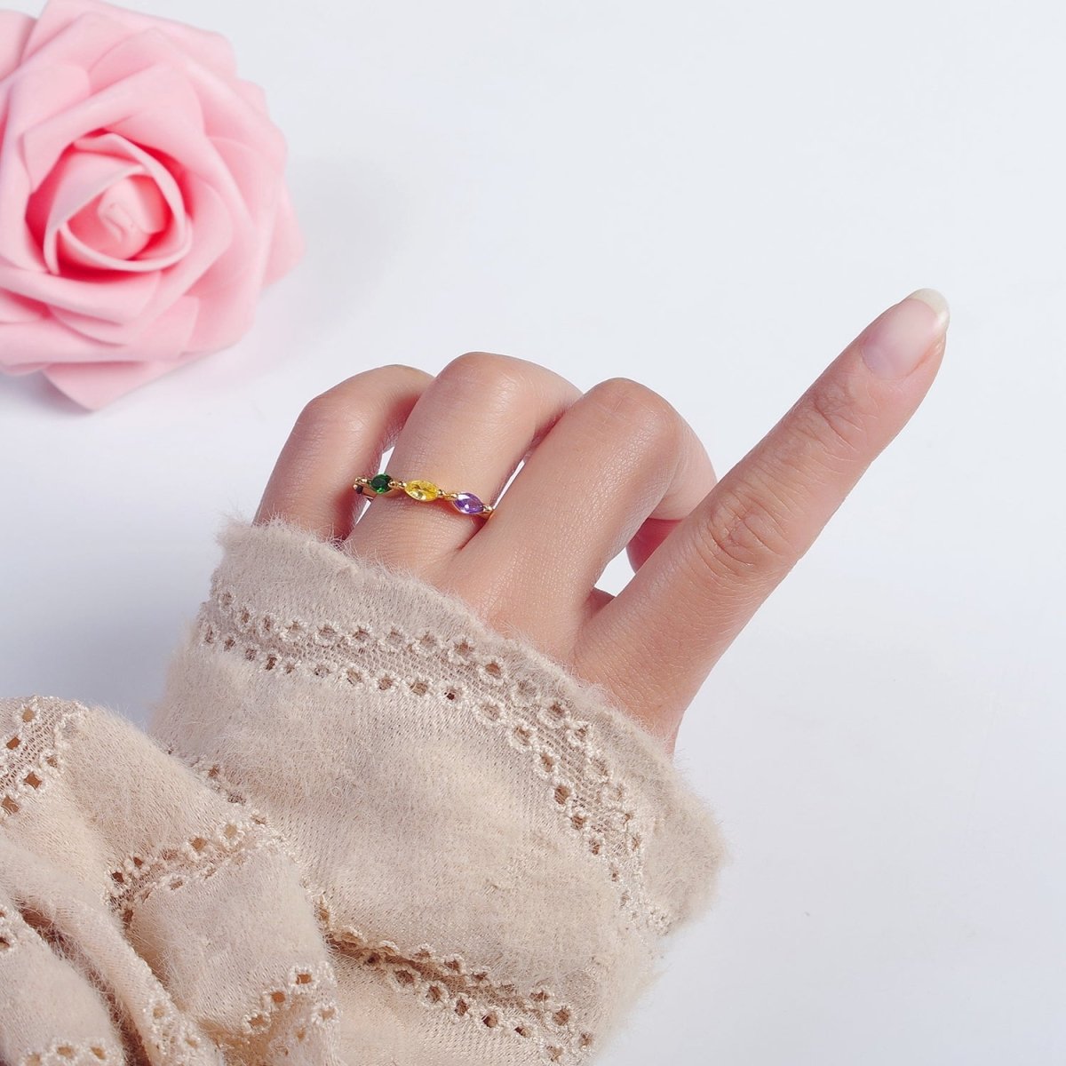 Everyday 14K Gold-Filled Minimalist Colorful Birthstone Ring Gold Minimalist Stackable Ring