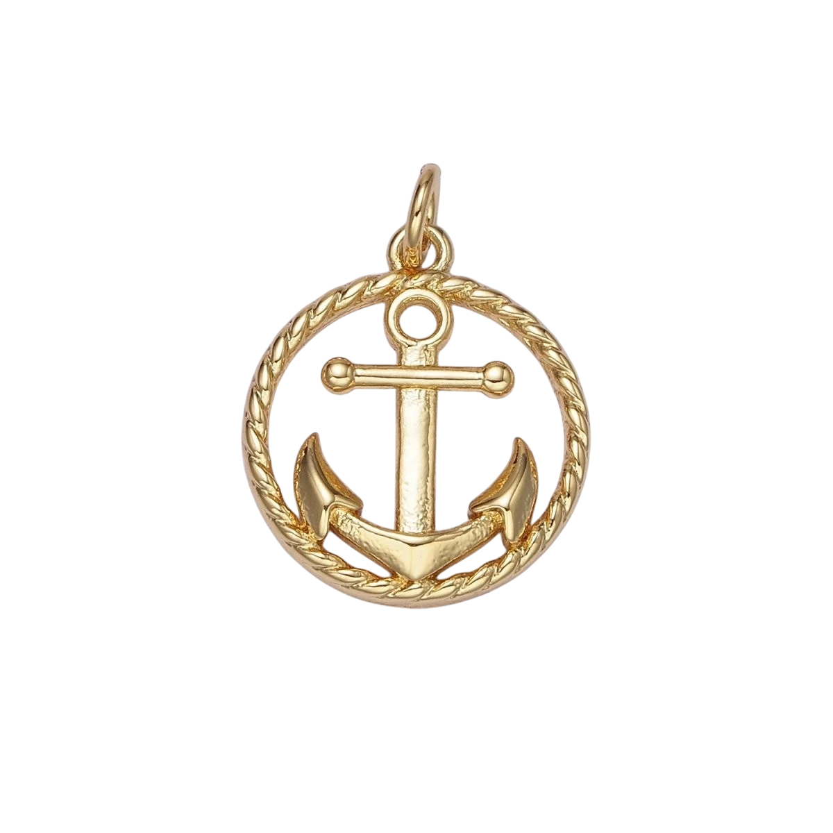 14K Gold Filled Nautical Ocean Sea Anchor Open Braided Round Charm