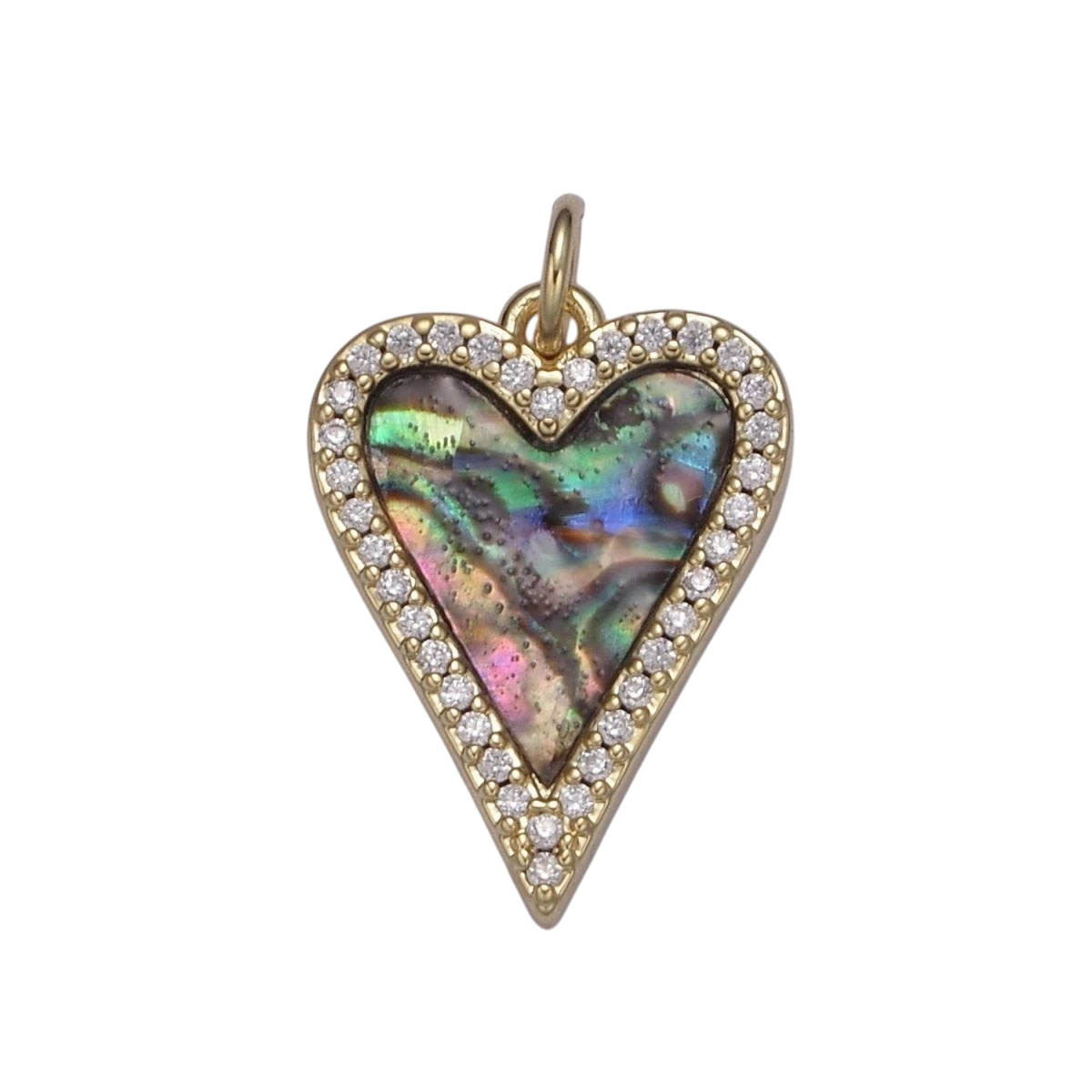 14K Gold Filled Pearl, Tiger Eye, Turquoise Abalone Shell Charm Pendant, Heart Love Charm