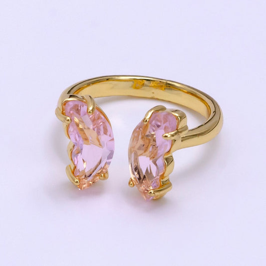 Beautiful 14K Gold Filled Pink or Clear Iridescent CZ Butterfly Open Wrap Ring