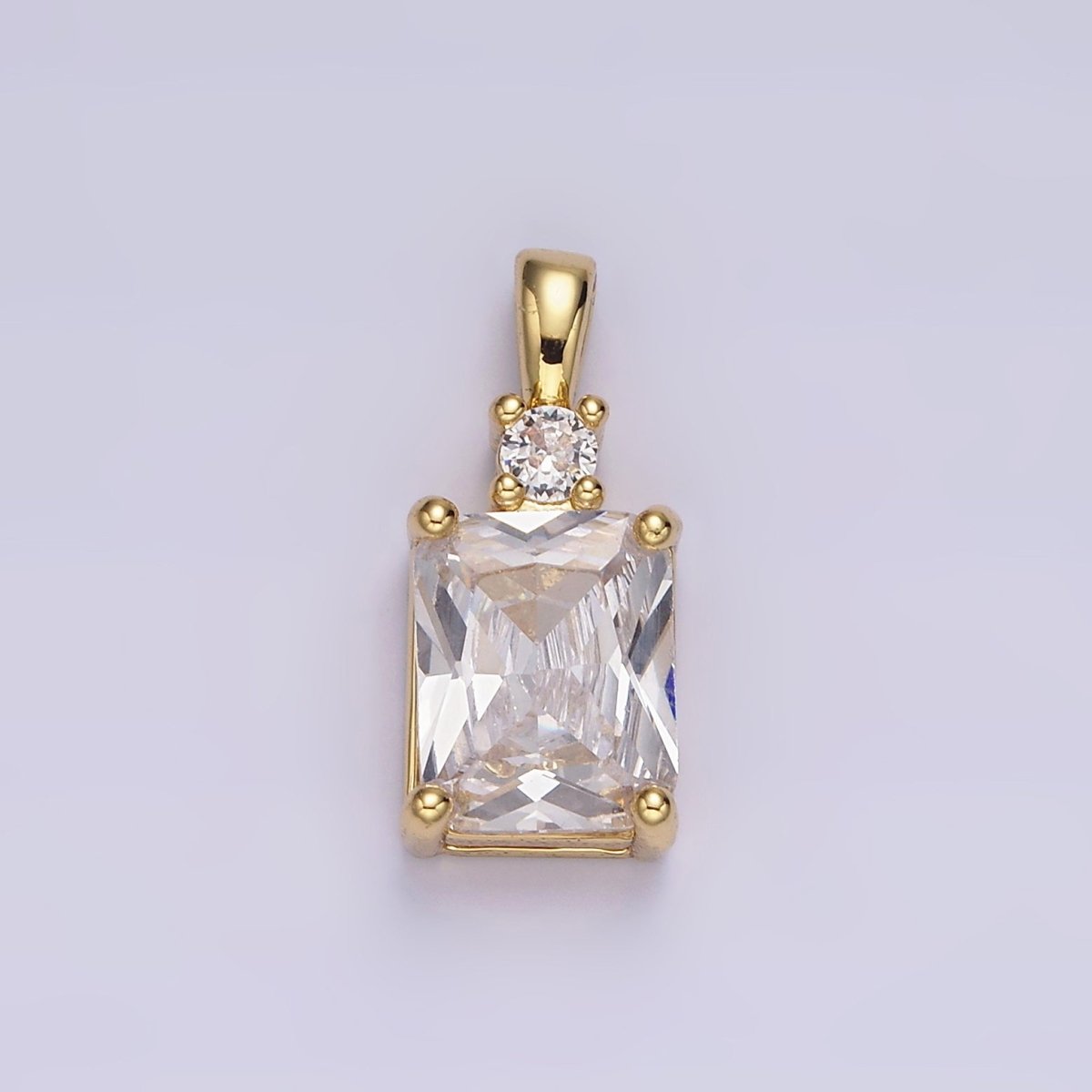 14K Gold-Filled Purple, Pink or Clear Baguette Square CZ Pendant