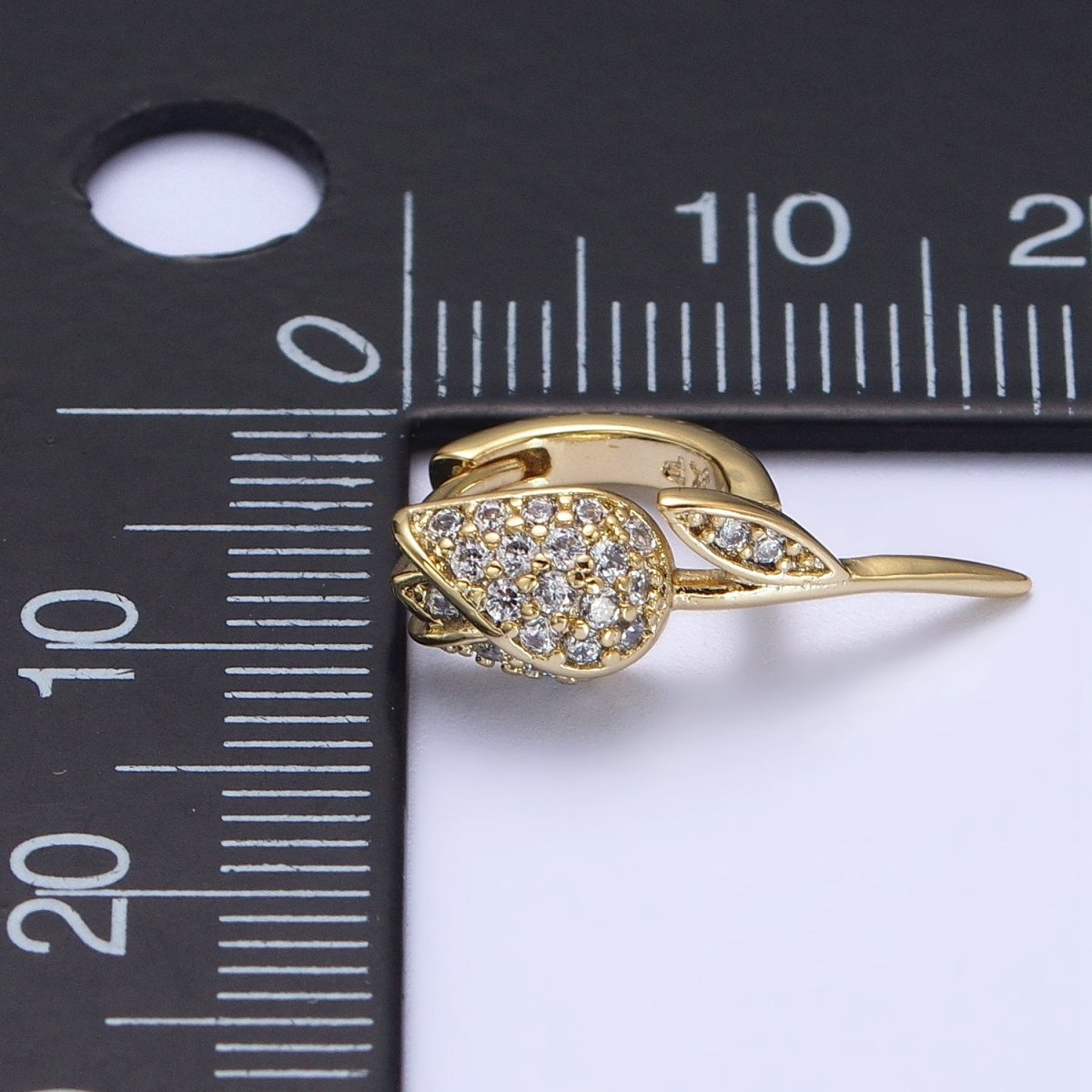 14K Gold Filled Rose Flower Micro Pave CZ Cartilage Huggie Earrings