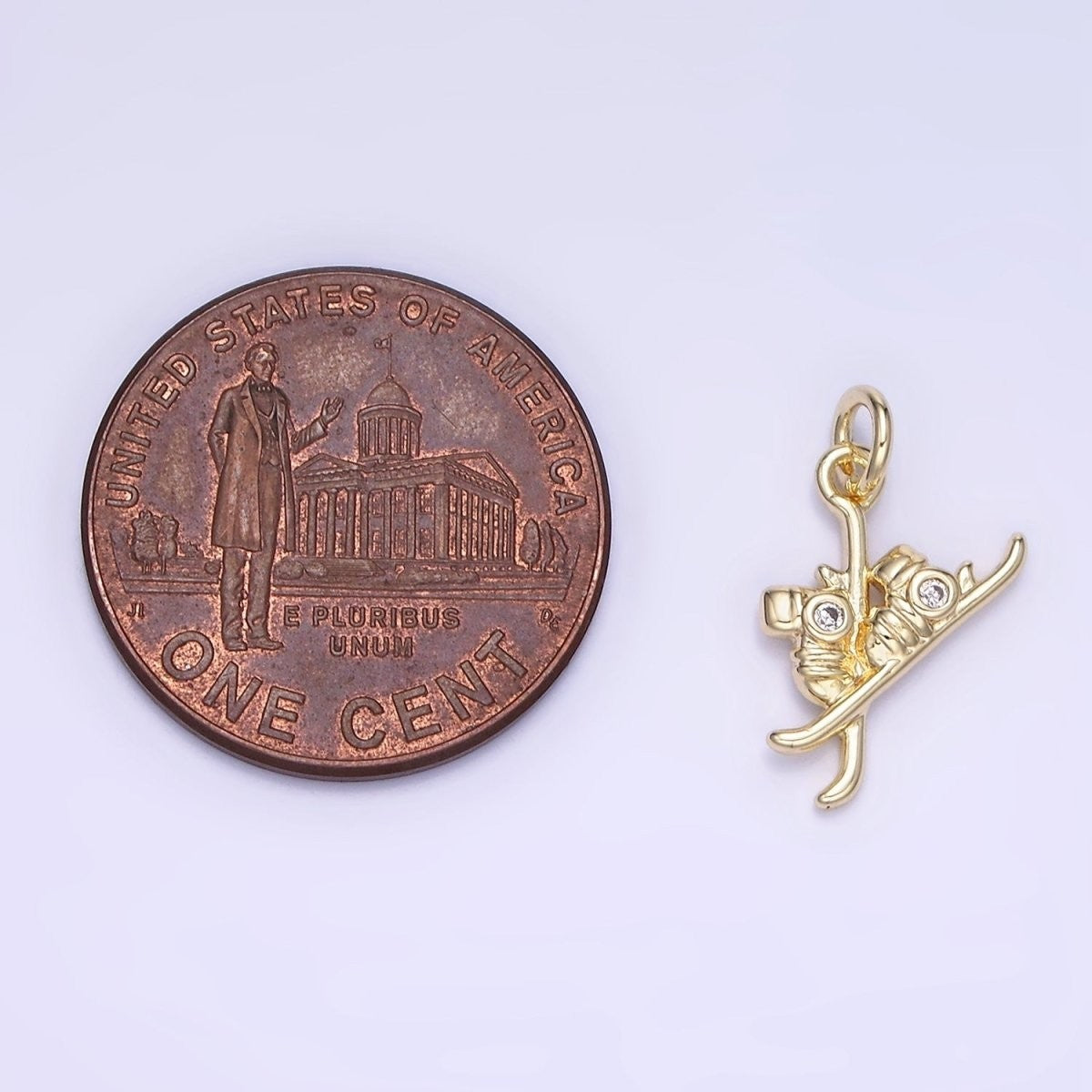 Dainty 14k Gold-Filled Ski Shoes CZ Charm