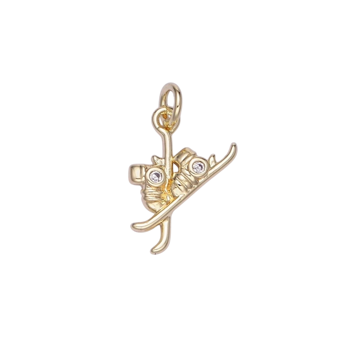 Dainty 14k Gold-Filled Ski Shoes CZ Charm