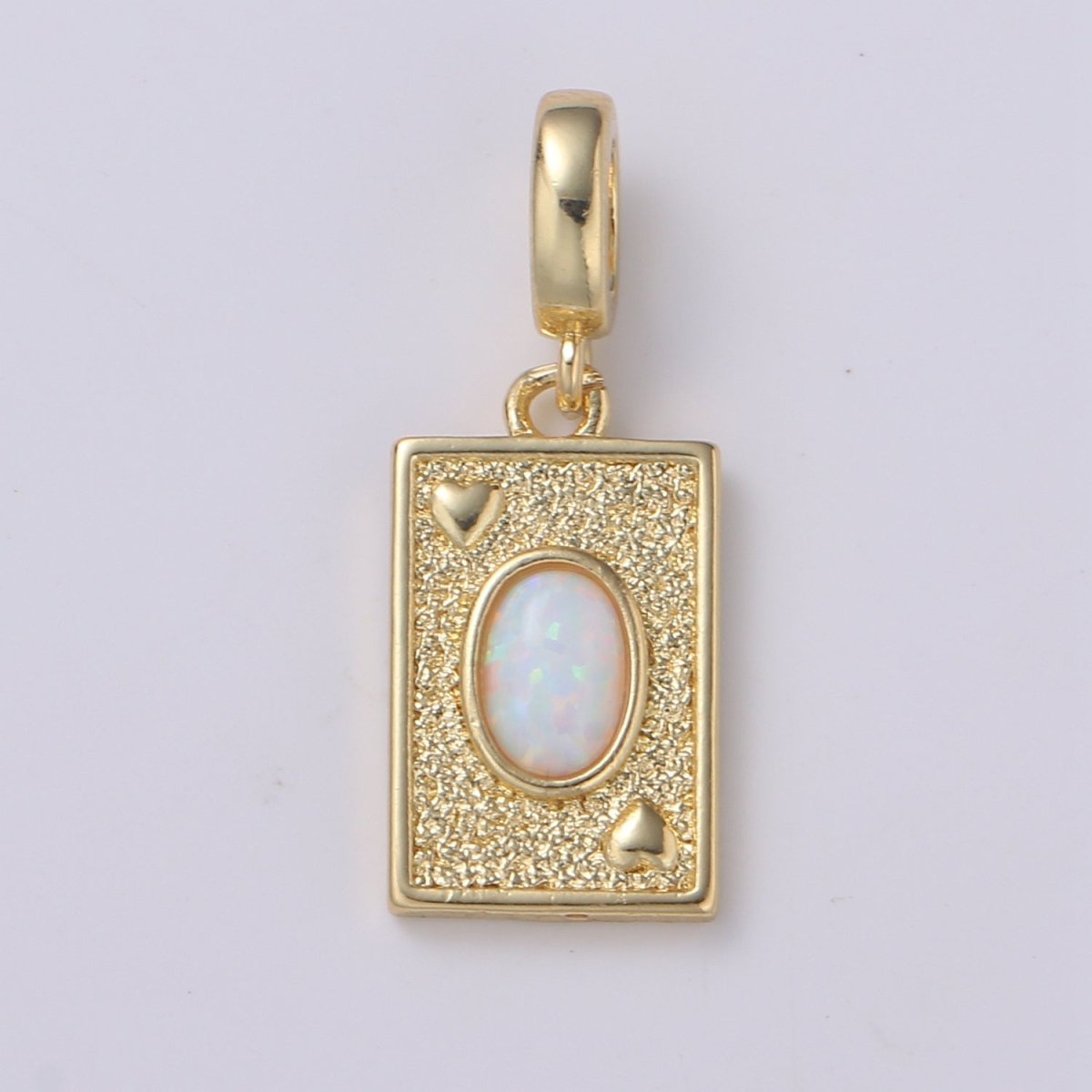 Gold-Filled 25mm x 10mm Oval Opal Tag Charm Rectangle Medallion Pendant in Blue or Clear