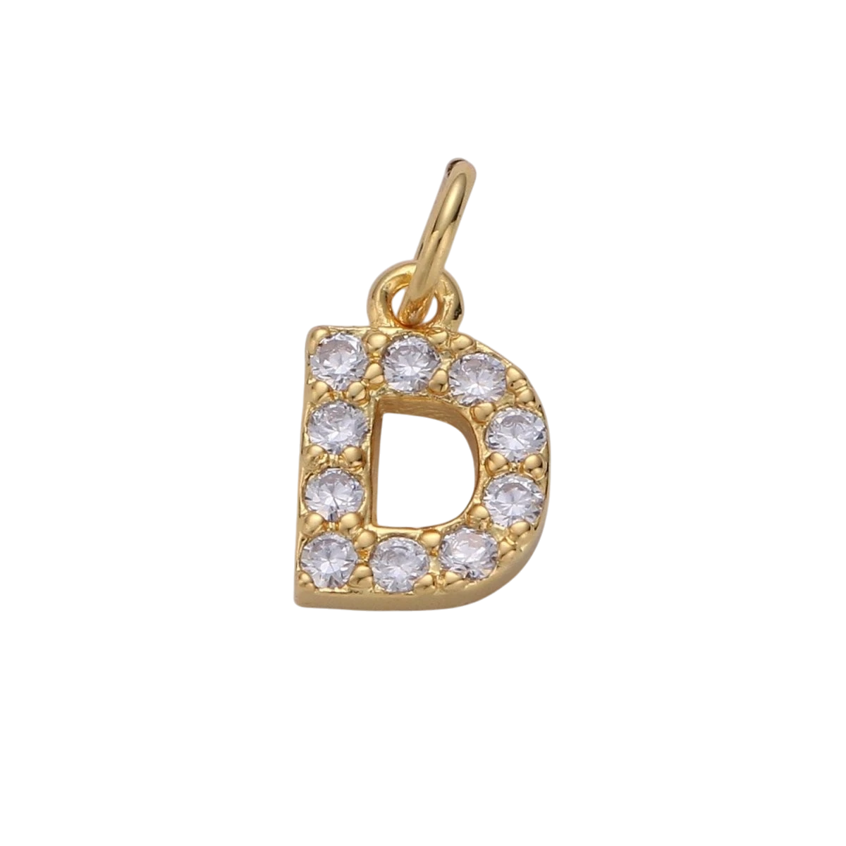 Tiny 14k Gold Filled 11mm CZ Initial Letter Alphabet Micro Pave Charm Dainty Gold Cubic Pendant Charm