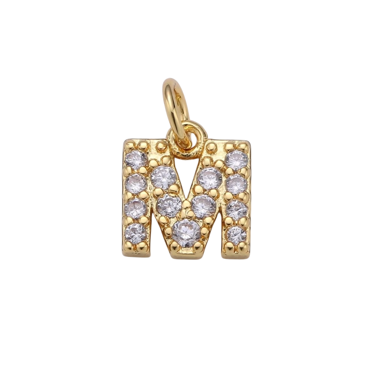 Tiny 14k Gold Filled 11mm CZ Initial Letter Alphabet Micro Pave Charm Dainty Gold Cubic Pendant Charm