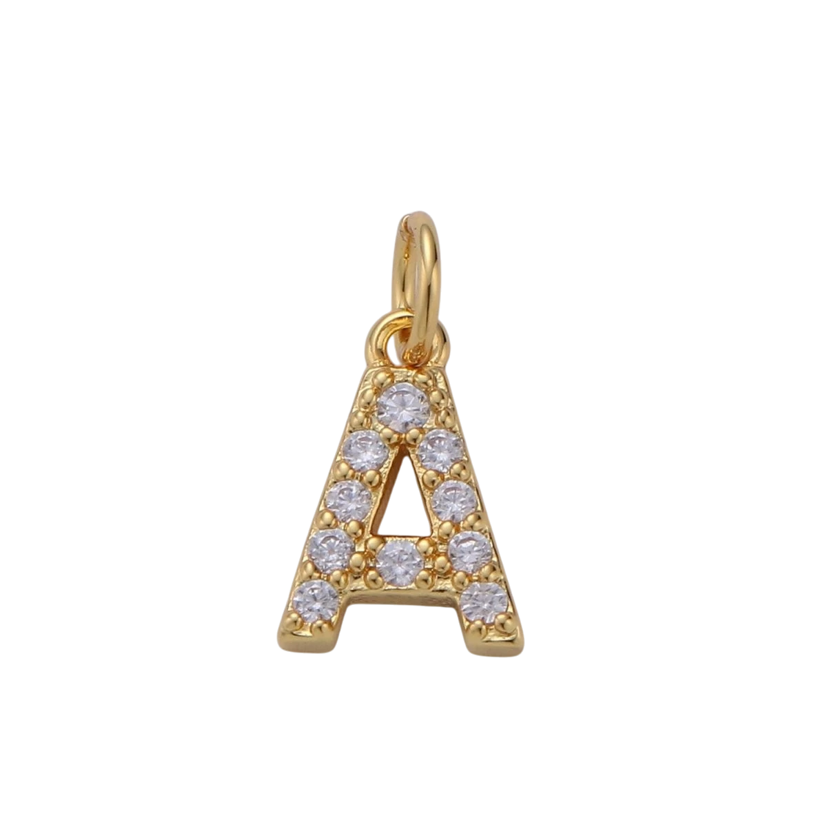 Tiny 14k Gold Filled 11mm CZ Initial Letter Alphabet Micro Pave Charm Dainty Gold Cubic Pendant Charm