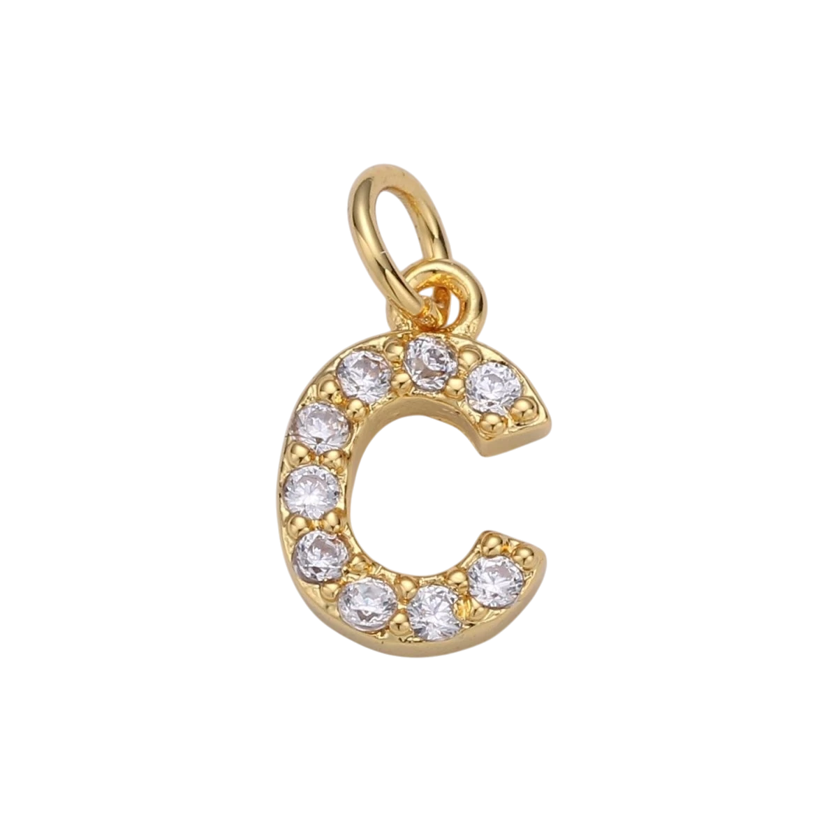 Tiny 14k Gold Filled 11mm CZ Initial Letter Alphabet Micro Pave Charm Dainty Gold Cubic Pendant Charm