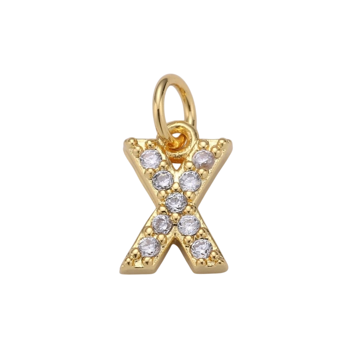 Tiny 14k Gold Filled 11mm CZ Initial Letter Alphabet Micro Pave Charm Dainty Gold Cubic Pendant Charm