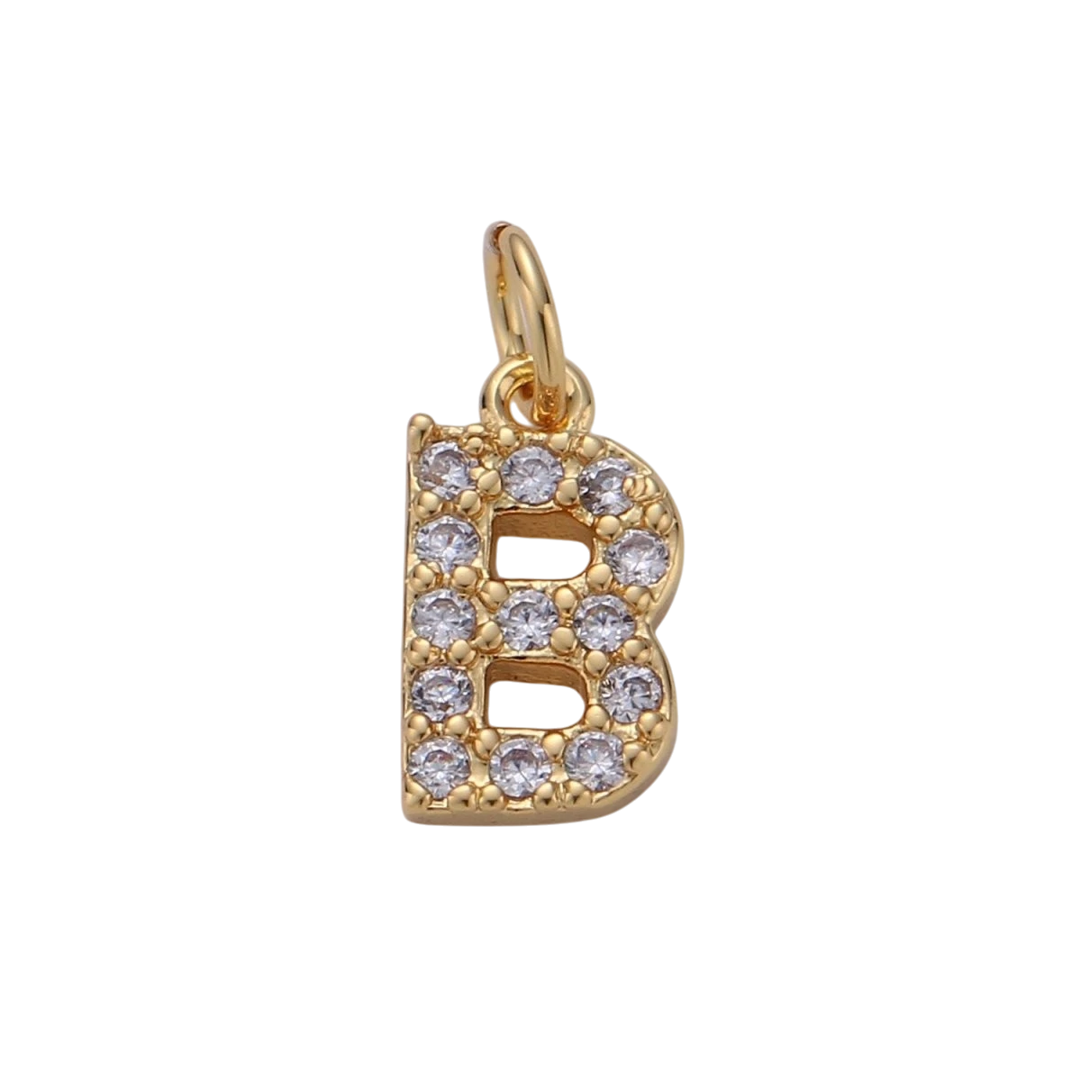 Tiny 14k Gold Filled 11mm CZ Initial Letter Alphabet Micro Pave Charm Dainty Gold Cubic Pendant Charm