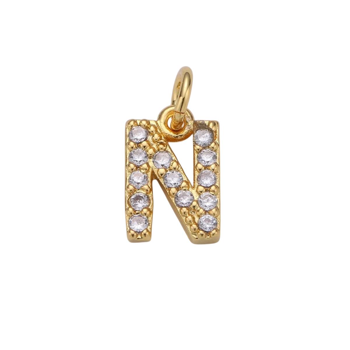 Tiny 14k Gold Filled 11mm CZ Initial Letter Alphabet Micro Pave Charm Dainty Gold Cubic Pendant Charm