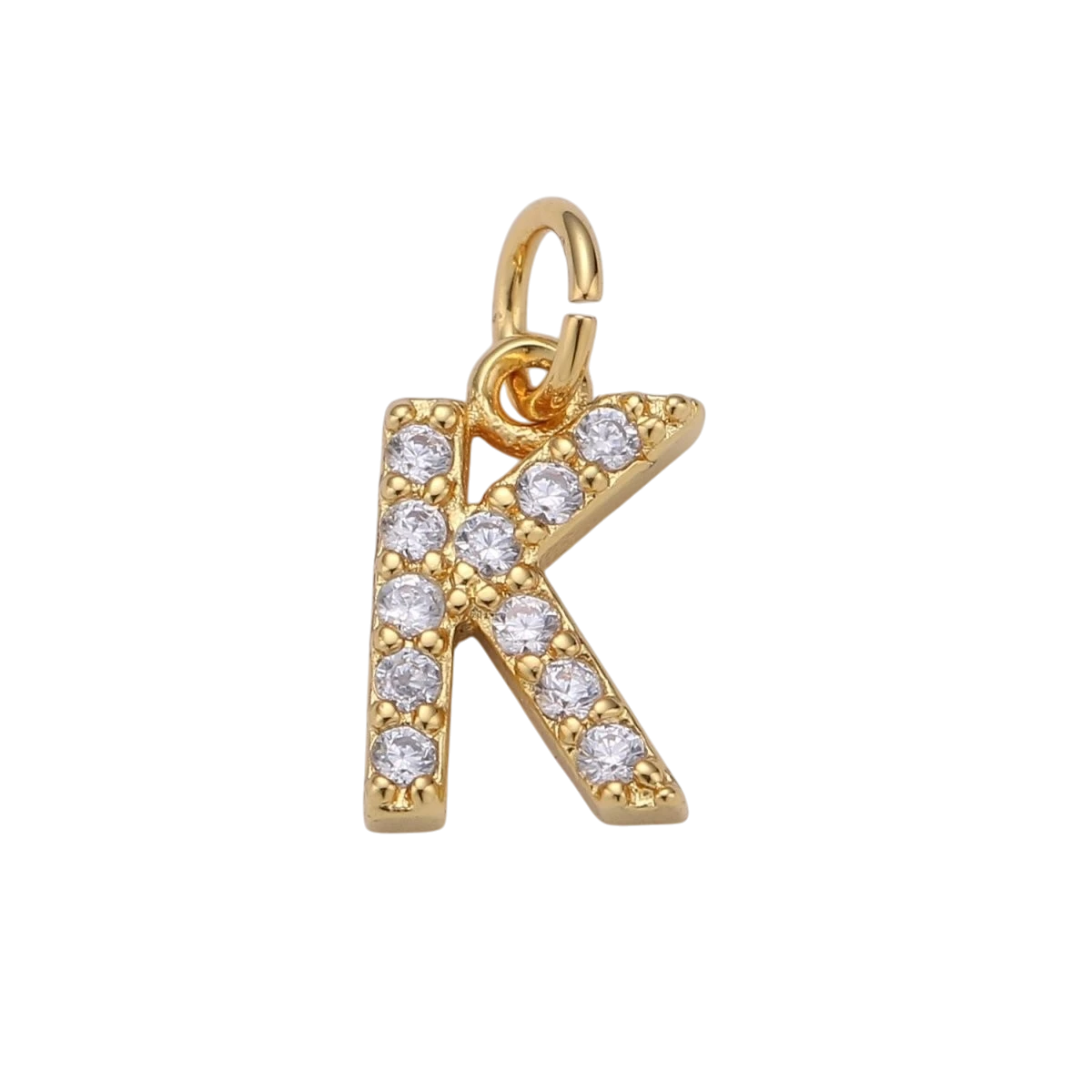 Tiny 14k Gold Filled 11mm CZ Initial Letter Alphabet Micro Pave Charm Dainty Gold Cubic Pendant Charm