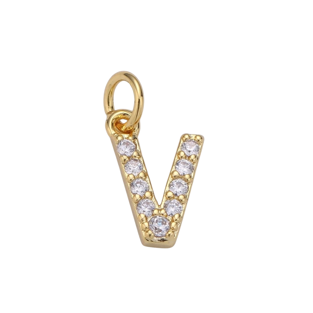 Tiny 14k Gold Filled 11mm CZ Initial Letter Alphabet Micro Pave Charm Dainty Gold Cubic Pendant Charm