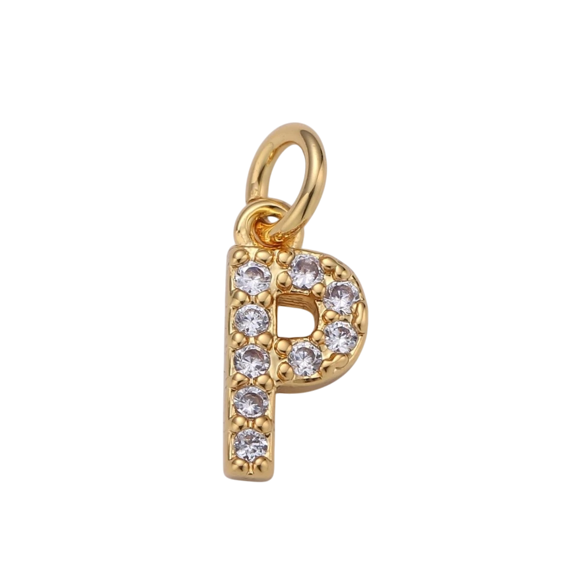 Tiny 14k Gold Filled 11mm CZ Initial Letter Alphabet Micro Pave Charm Dainty Gold Cubic Pendant Charm