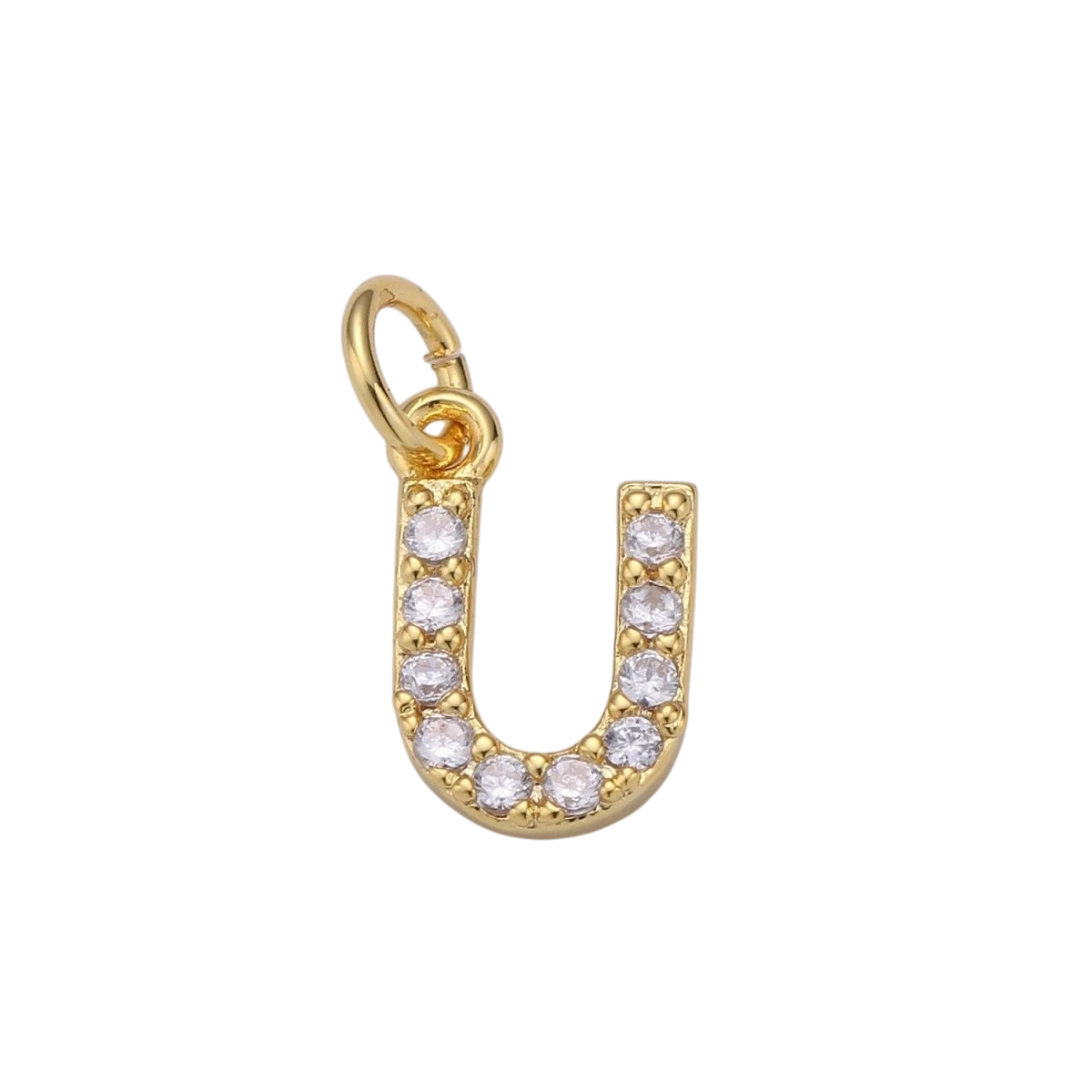 Tiny 14k Gold Filled 11mm CZ Initial Letter Alphabet Micro Pave Charm Dainty Gold Cubic Pendant Charm
