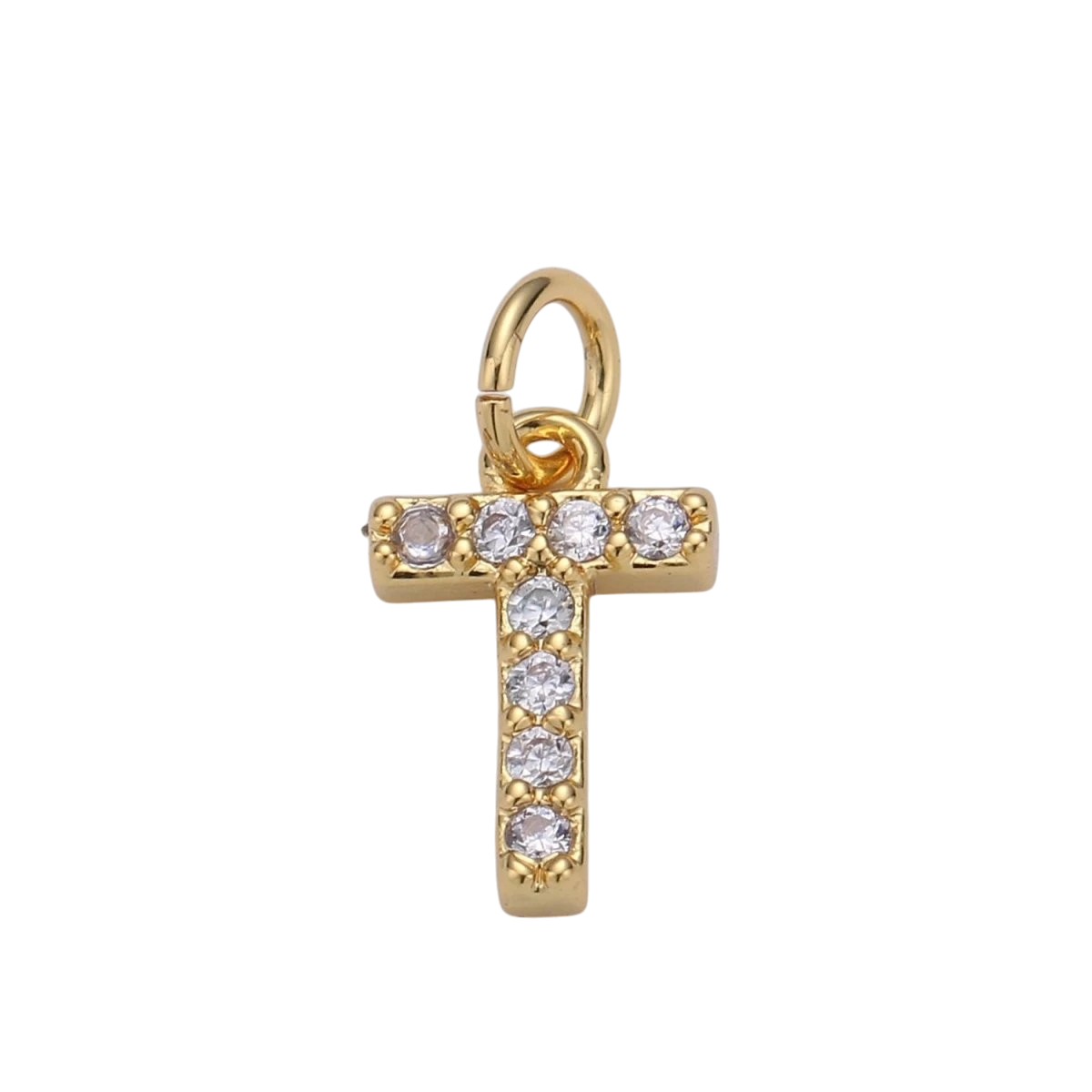 Tiny 14k Gold Filled 11mm CZ Initial Letter Alphabet Micro Pave Charm Dainty Gold Cubic Pendant Charm