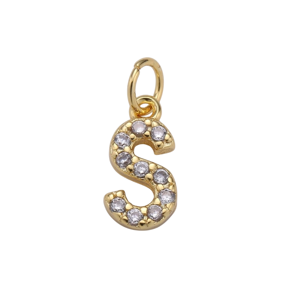 Tiny 14k Gold Filled 11mm CZ Initial Letter Alphabet Micro Pave Charm Dainty Gold Cubic Pendant Charm