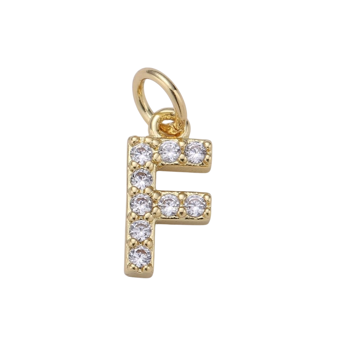 Tiny 14k Gold Filled 11mm CZ Initial Letter Alphabet Micro Pave Charm Dainty Gold Cubic Pendant Charm