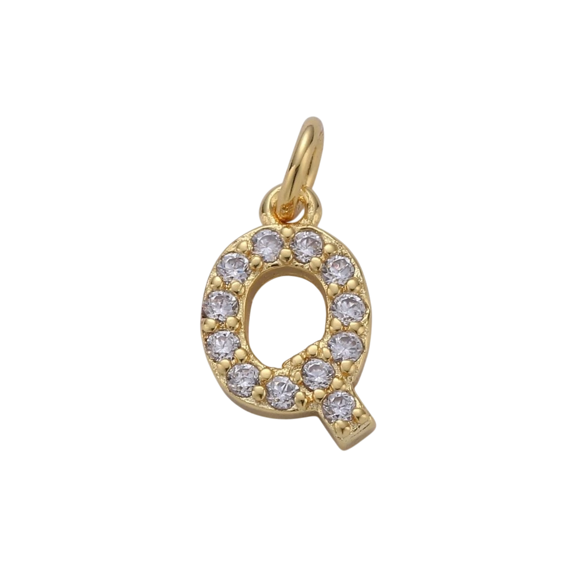 Tiny 14k Gold Filled 11mm CZ Initial Letter Alphabet Micro Pave Charm Dainty Gold Cubic Pendant Charm