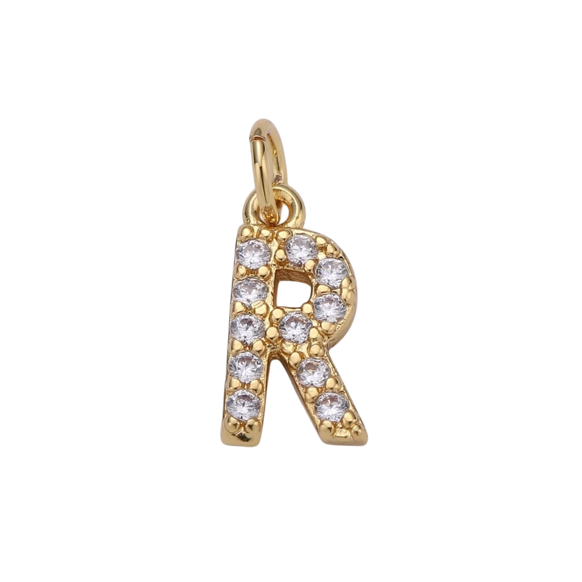 Tiny 14k Gold Filled 11mm CZ Initial Letter Alphabet Micro Pave Charm Dainty Gold Cubic Pendant Charm
