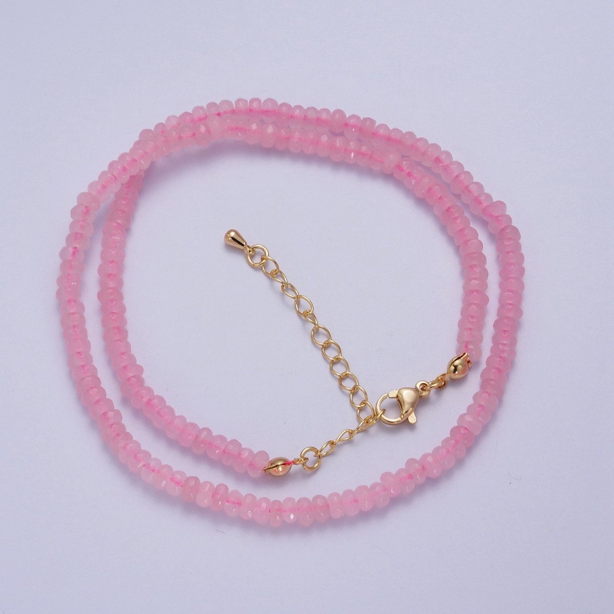 Gorgeous 16 Inch Rondelle 5mm Natural Stone Beaded Handmade Necklace