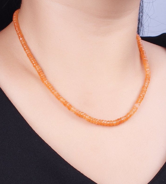 Gorgeous 16 Inch Rondelle 5mm Natural Stone Beaded Handmade Necklace