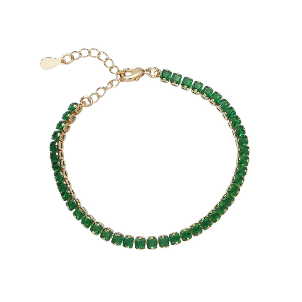 Gorgeous Gold-Filled 3.8mm Pink, Green, Clear CZ Square Princess Cut Tennis 6.5 Inch Bracelet w/Extender in Gold or Silver