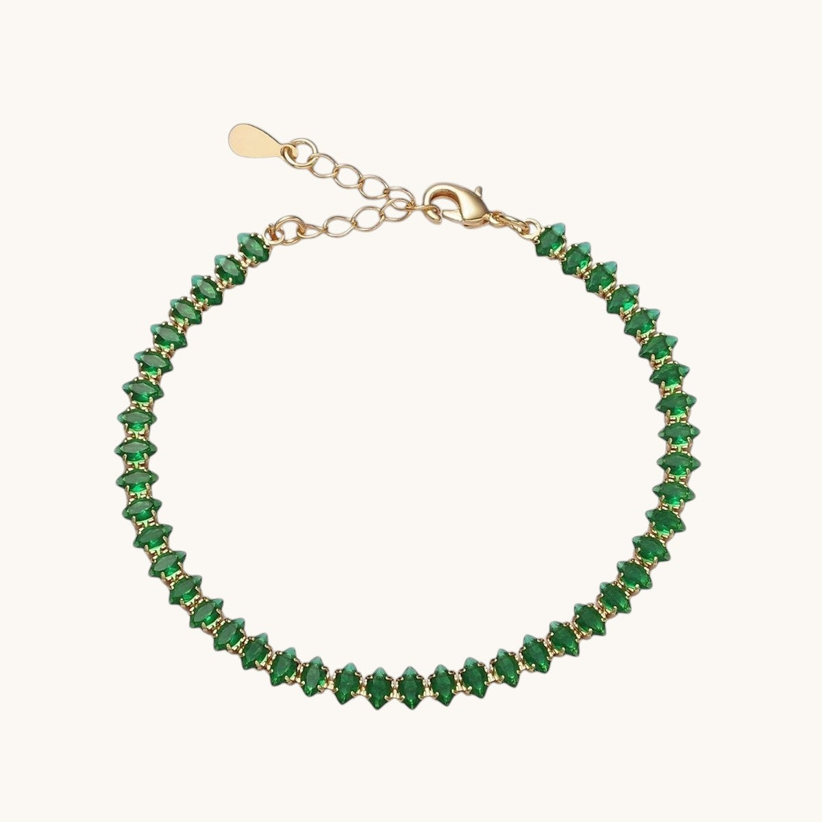 16K Gold Filled 5mm Clear, Green, Black & White, Black, Pink CZ Marquise Tennis Bracelet 6.5 Inches