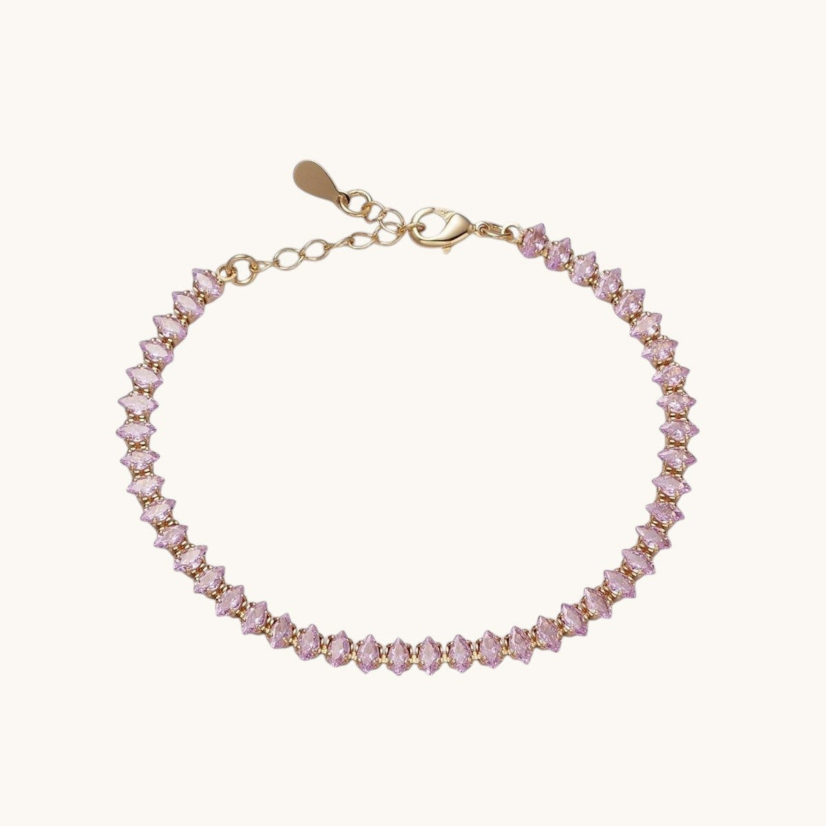 16K Gold Filled 5mm Clear, Green, Black & White, Black, Pink CZ Marquise Tennis Bracelet 6.5 Inches