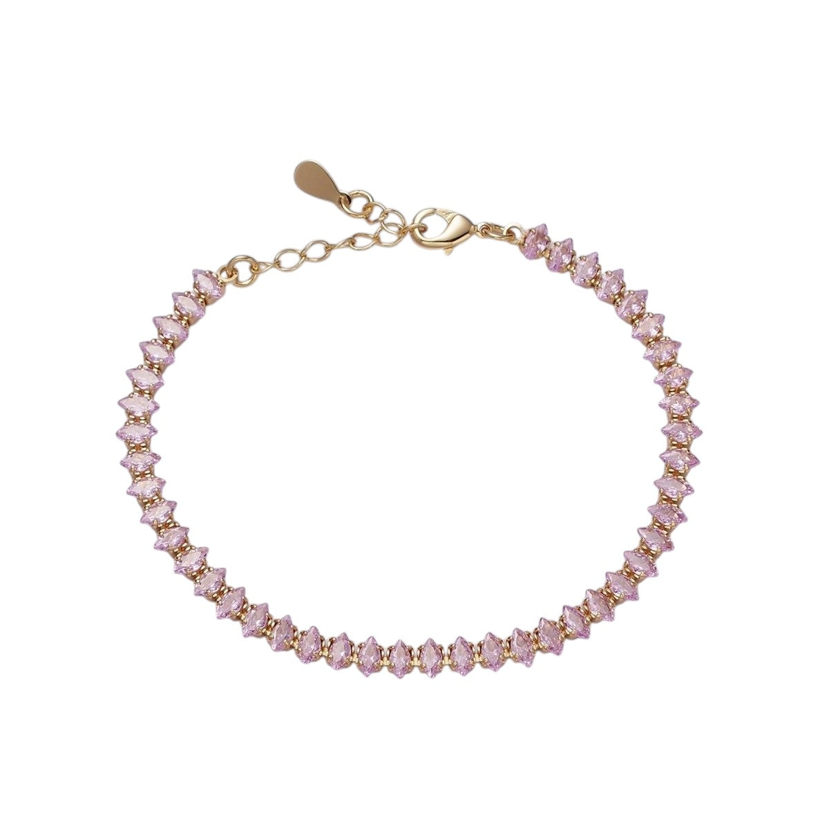 16K Gold Filled 5mm Clear, Green, Black & White, Black, Pink CZ Marquise Tennis Bracelet 6.5 Inches