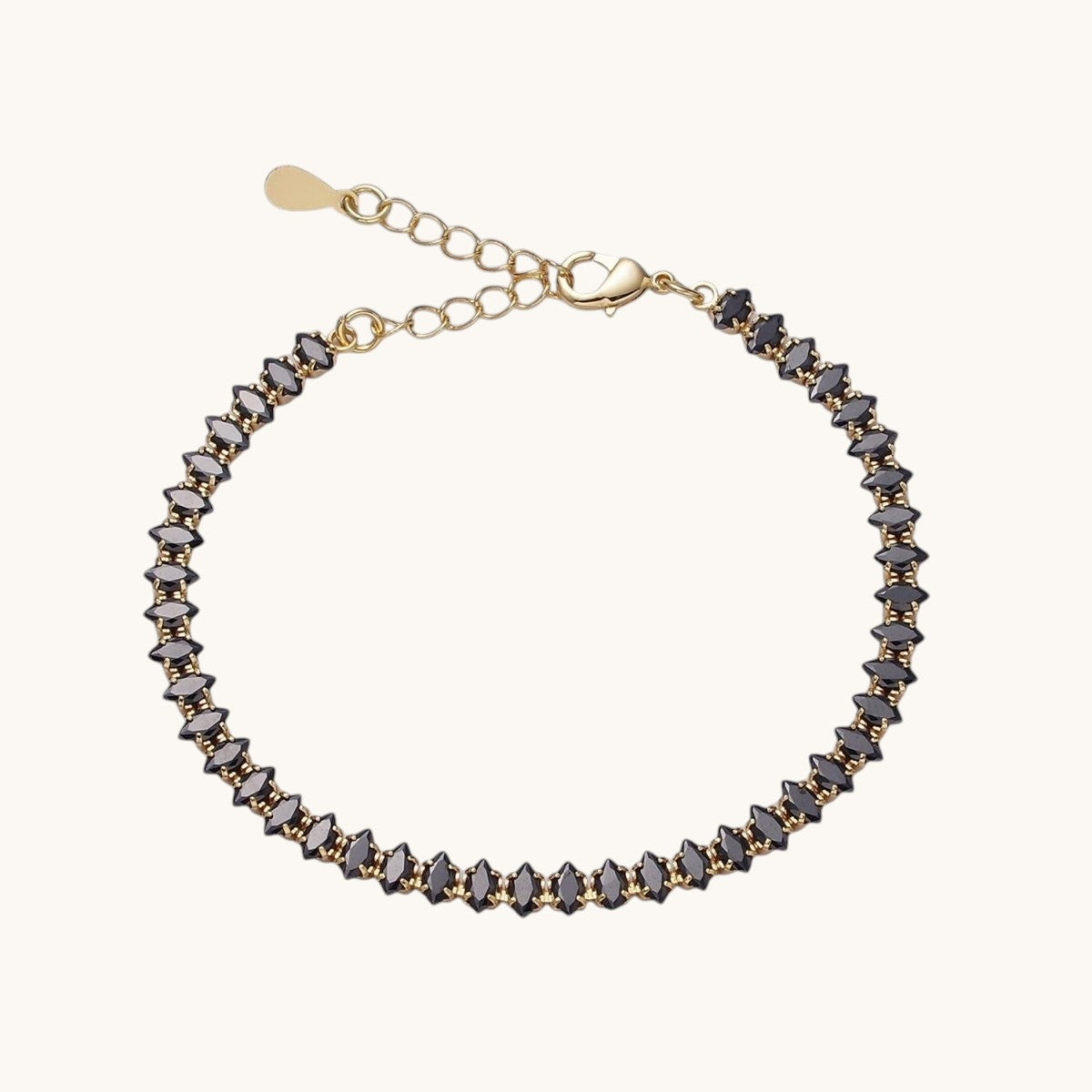 16K Gold Filled 5mm Clear, Green, Black & White, Black, Pink CZ Marquise Tennis Bracelet 6.5 Inches