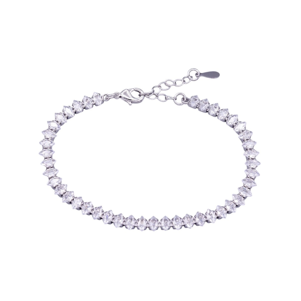16K Gold Filled 5mm Clear, Green, Black & White, Black, Pink CZ Marquise Tennis Bracelet 6.5 Inches