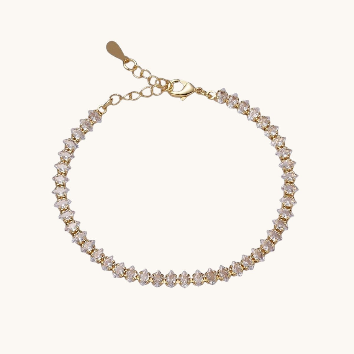 16K Gold Filled 5mm Clear, Green, Black & White, Black, Pink CZ Marquise Tennis Bracelet 6.5 Inches