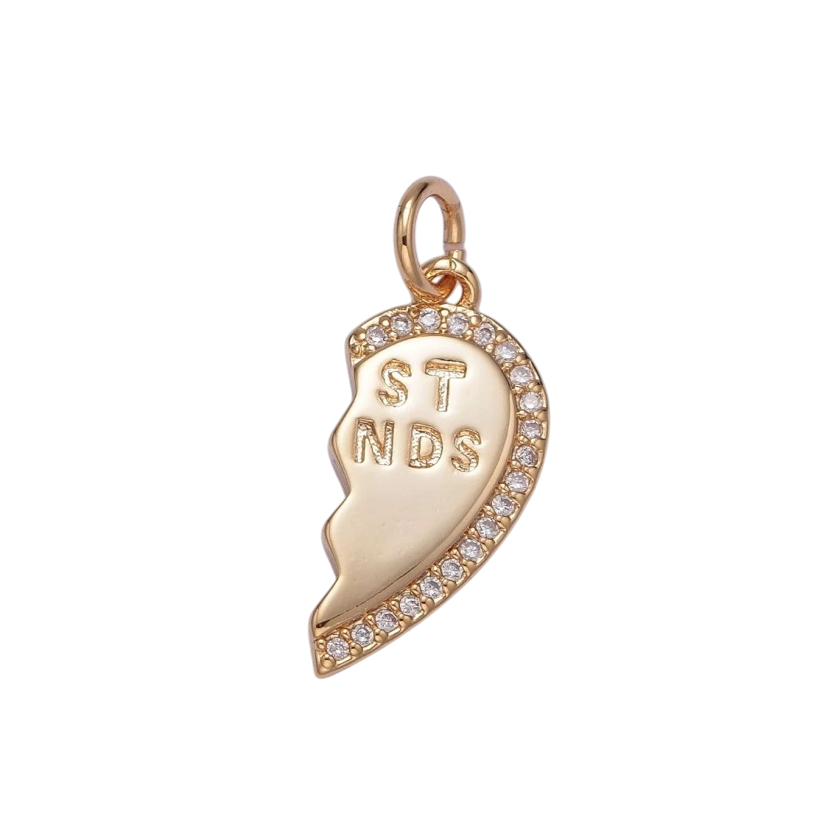 16K Gold Filled 22mm x 9mm Best Friends Micro Pave Cubic Zirconia Breakable Heart Charm Set