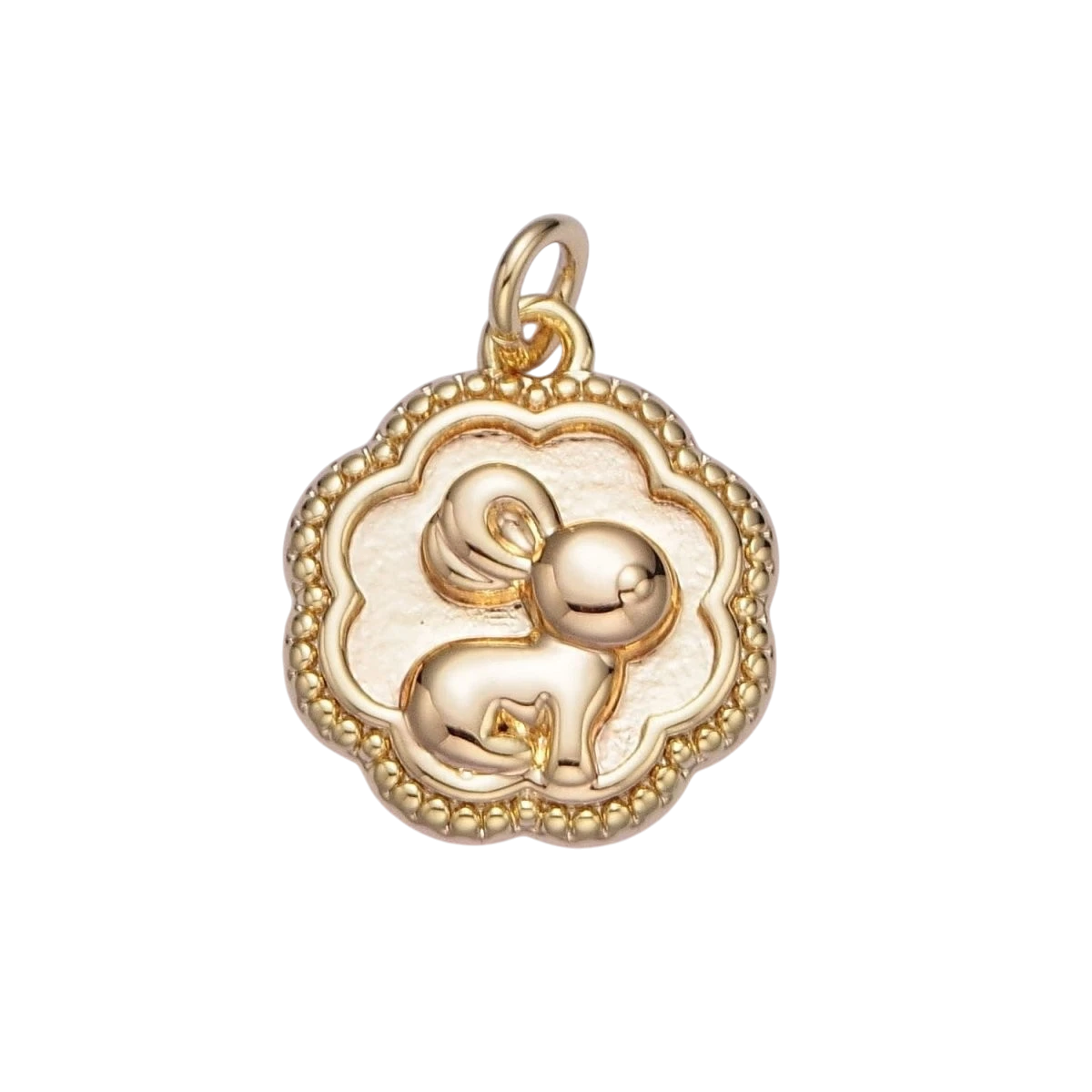 16K Gold Filled Bunny Rabbit Mini Beaded Rounded Octagonal Charm