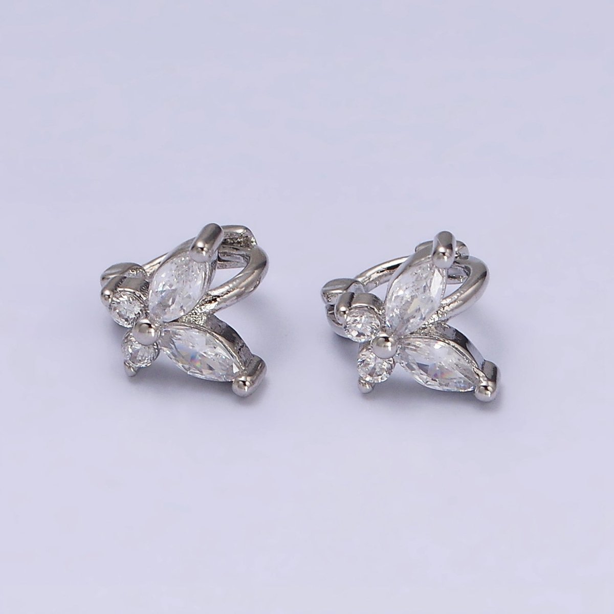 16K Gold Filled Clear CZ Butterfly Mariposa 7mm Cartilage Mini Earrings