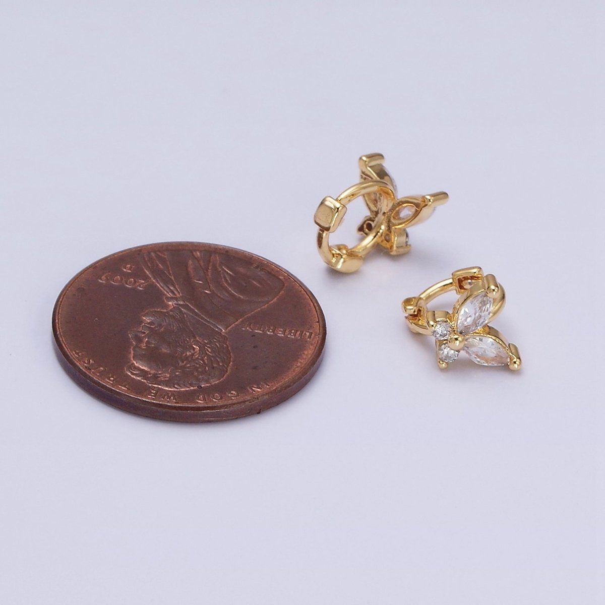 16K Gold Filled Clear CZ Butterfly Mariposa 7mm Cartilage Mini Earrings