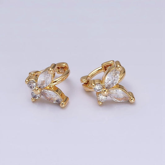 16K Gold Filled Clear CZ Butterfly Mariposa 7mm Cartilage Mini Earrings