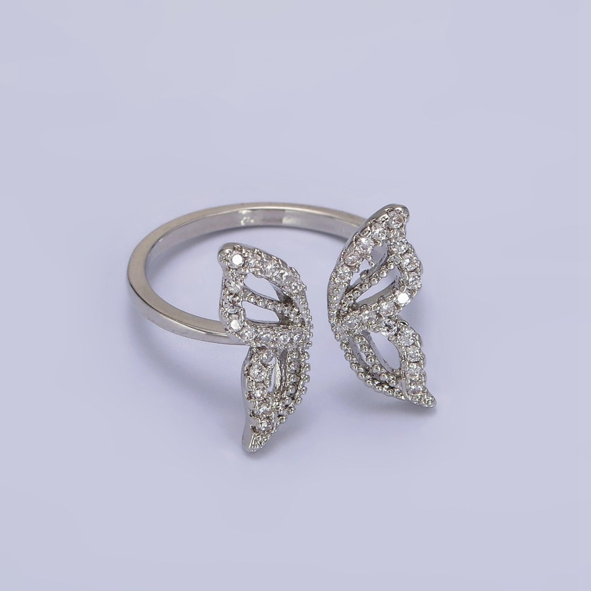Dainty 16K Gold Filled Clear Micro Pave CZ Open Butterfly Ring in Gold & Silver