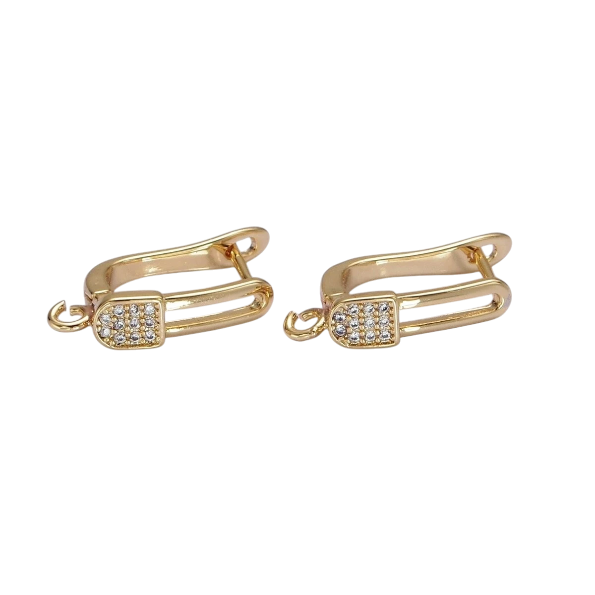 Gold Filled Clear Micro Pave CZ Safety Pin Oblong Open Loop English Lock Findings