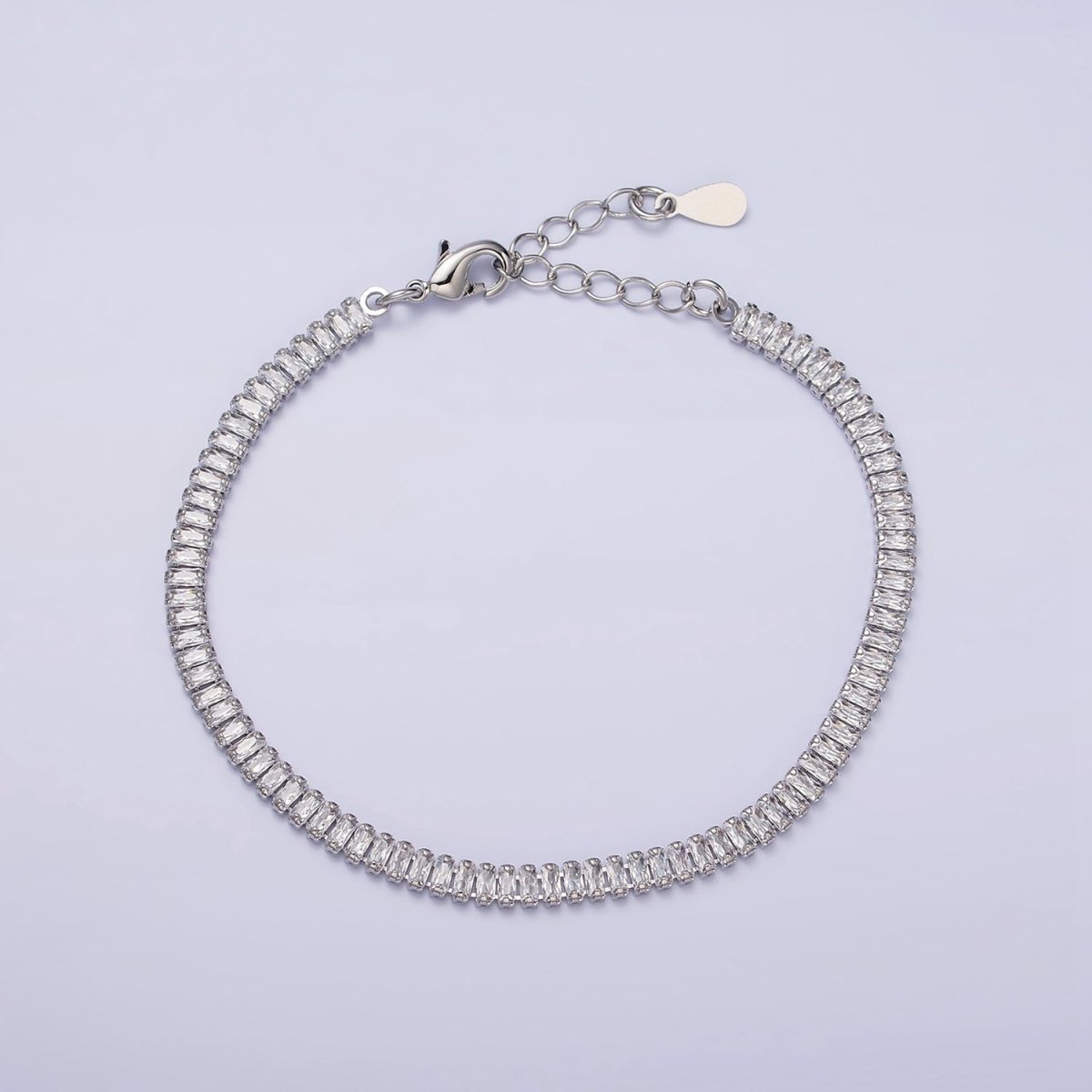 Everyday Gold-Filled Clear, Pink Baguette CZ 3.5mm Tennis Chain 6.5 Inch Stackable Bracelet