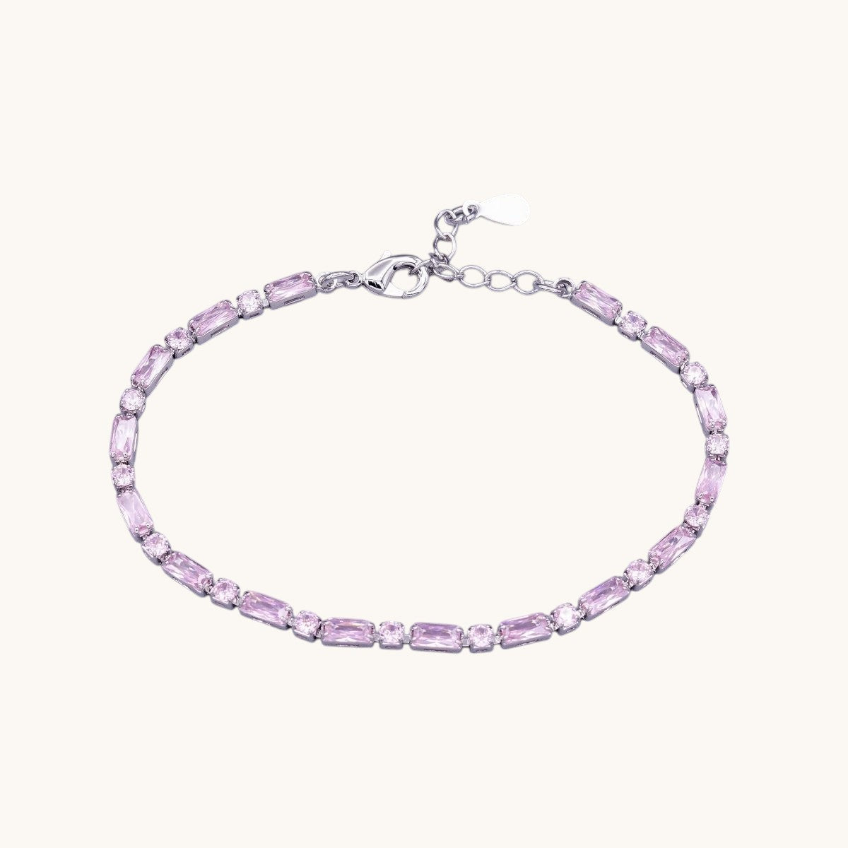 16K Gold Filled Green, Checkered, Black, Clear, Pink 2.5mm Baguette Round CZ 6.5 Inch Tennis Chain Bracelet